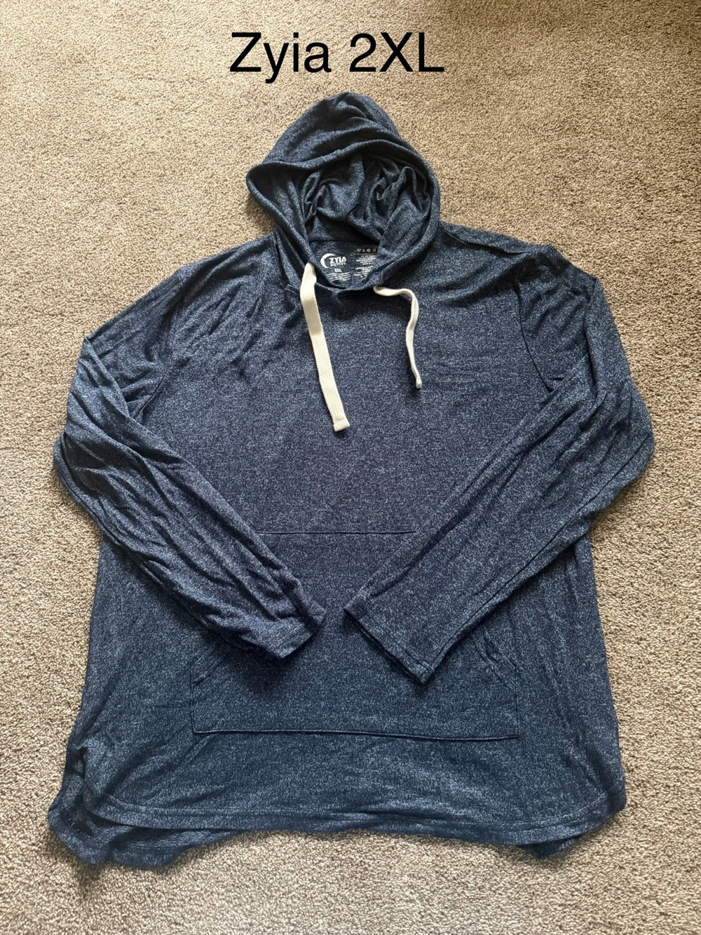 ZYIA woMen’s Heather Navy Hooded Pullover Sz 2XL